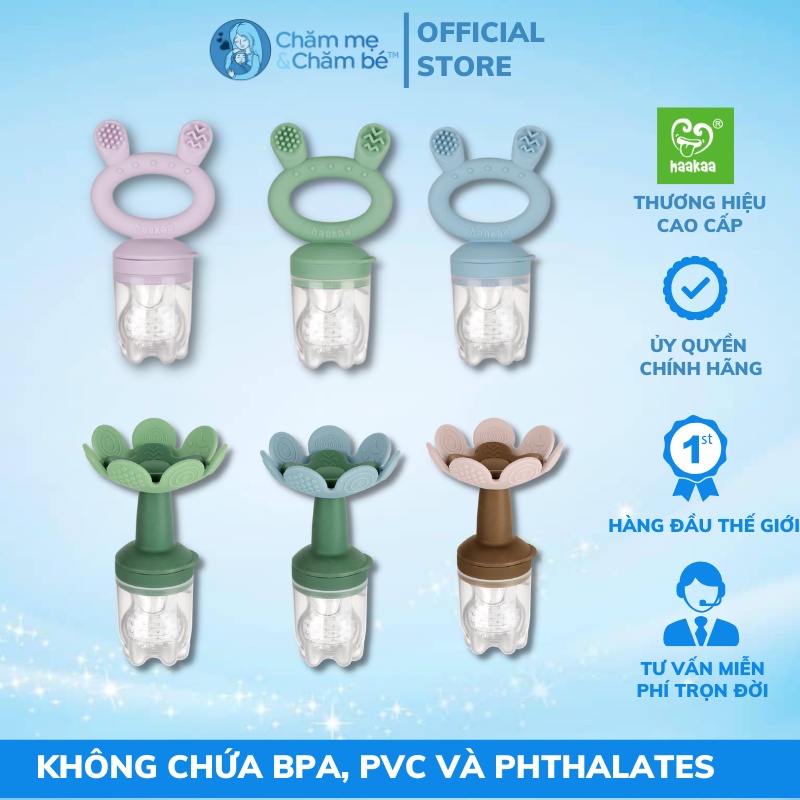 Túi nhai ăn dặm, chống hóc cho bé Haakaa. Chất liệu silicon cao cấp, an toàn. Không chứa BPA, PVC và phthalate