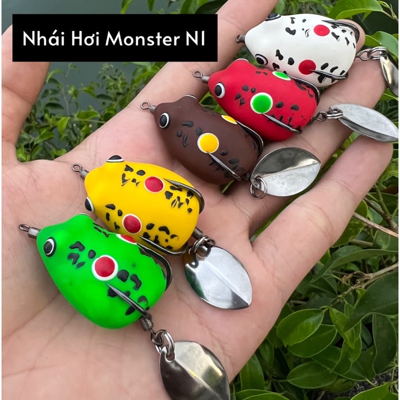 Mồi Giả Nhái Hơi Monster N1 - Lưỡi BKK đen 7gr 3.5cm, Chuyên Câu Lure Siêu Nhạy