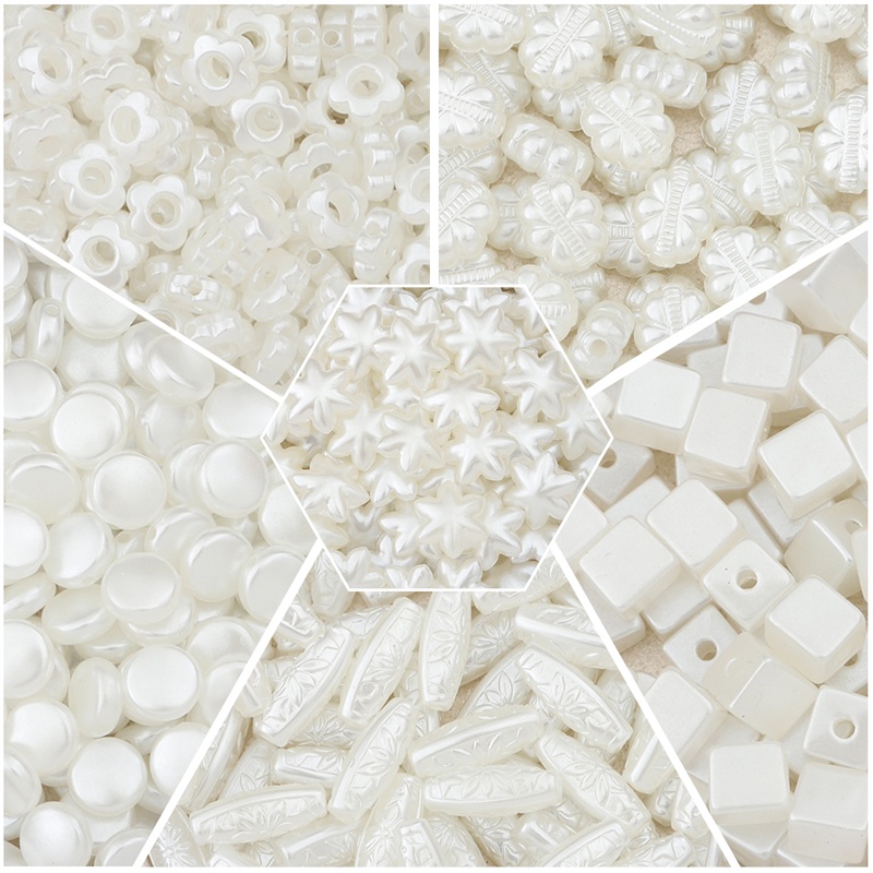 Hạt ngọc trai nhân tạo BEADIA ABS màu trắng ngà nhiều hình dạng tùy chọn dành cho làm trang sức DIY