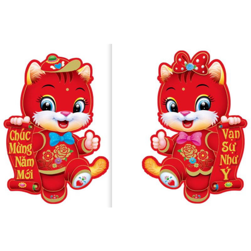HÌNH CẶP MÈO NHUNG ĐỎ QUÝ MÃO 2023