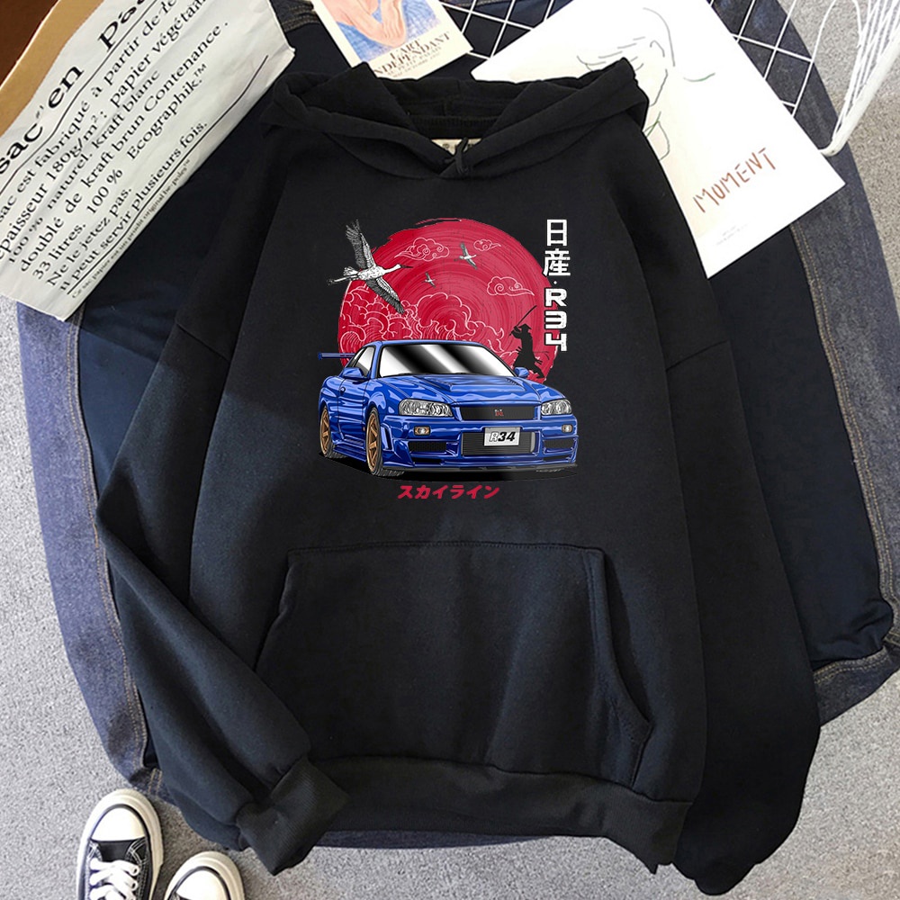 Áo hoodie In Hình anime Nhật Bản d Cho jdm car skyline gtr r34