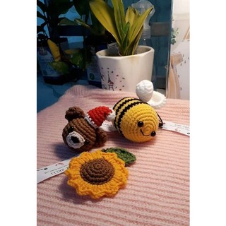 [Móc khoá len handmade] - Móc khoá hoa hướng dương bằng len - Móc khoá handmade-  Sun flower Key chain Amigurumi
