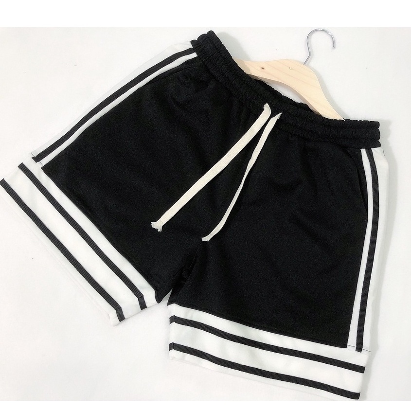 Quần short cotton nam Ciel X sọc trắng đen, quần sọt form unisex co giản, năng động - QS13