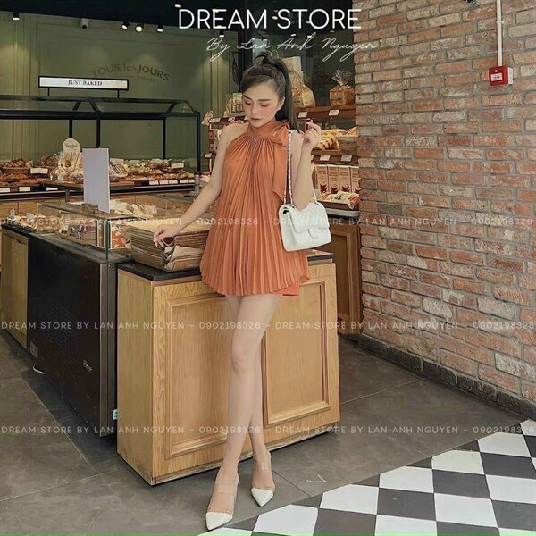 [11.11 Sale Freeship] Set bộ dập ly áo cổ yếm thắt nơ mix quần short,set bộ đi chơi dạo phố thời trang nữ mùa hè mtb