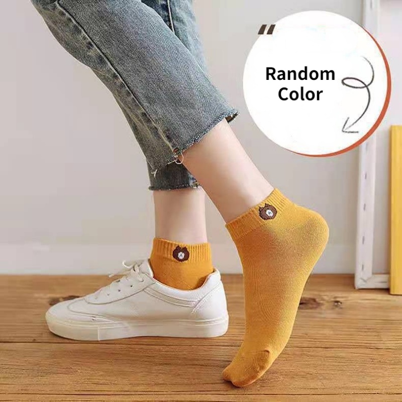 Set 10 Đôi Vớ Cotton Ngắn Họa Tiết Hoạt Hình Dễ Thương Cho Nữ