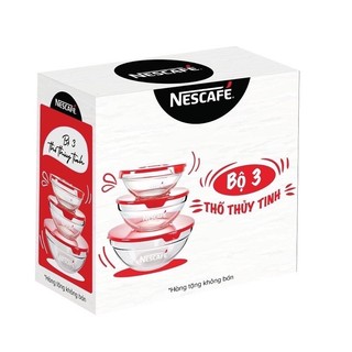 Bộ 3 thố thuỷ tinh kèm nắp đậy hàng khuyến mãi Nestle