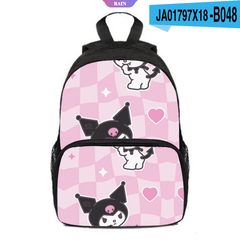 Ba Lô Đi Học Sức Chứa Lớn In Họa Tiết Kuromi Hoạt Hình Sanrio Kawaii Dễ Thương Cho Học Sinh [RAIN]