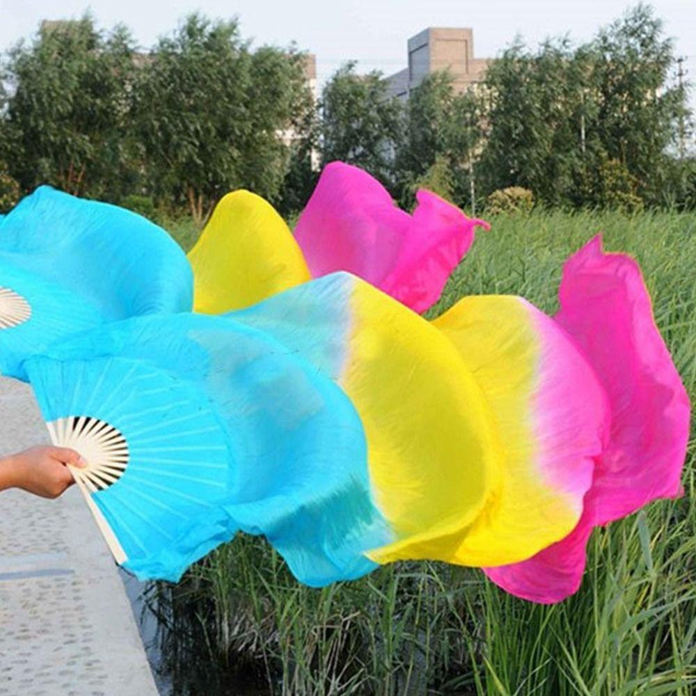 Myrongvn Quạt Múa Bụng Bằng Lụa Màu Sắc Gradient Dành Cho Nữ