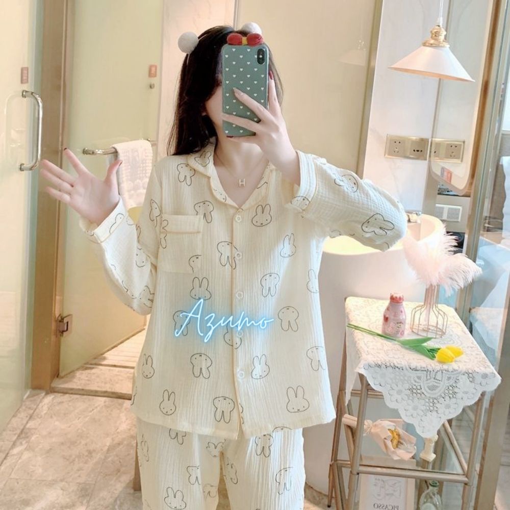 Đồ Bộ, Pijama Bầu Và Sau Sinh  Cho Mẹ Azuno AZ2005 Chất Đũi Xốp Cao Cấp Mặc Hè Thu Và Đông Xuân(KÈM ẢNH THẬT)