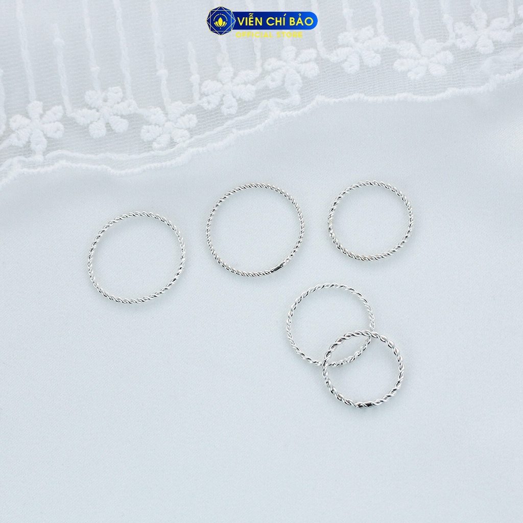 Nhẫn xoắn tròn basic chất liệu bạc 925 thời trang phụ kiện trang sức nữ thương hiệu Viễn Chí Bảo N400055x