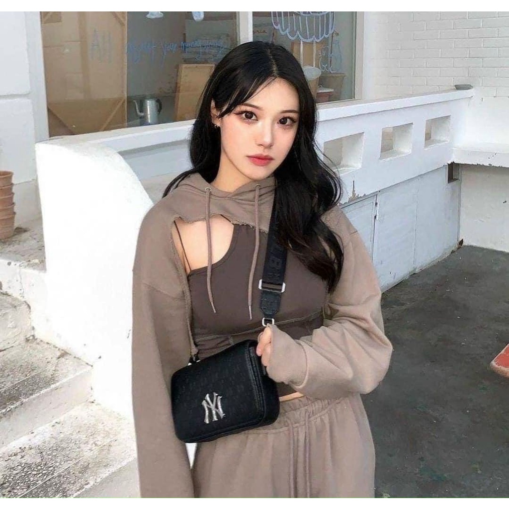 Túi xách nữ M.LB NY đeo chéo JanSi, dáng vuông dây đeo bản to size 18 Fullbox Tag Mac