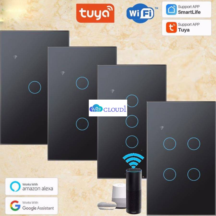 Tuya Thông Minh Đèn Treo Tường Cảm Ứng Công Tắc Thông Minh 1/2/3/4 Băng Đảng 100-250V Cuộc Sống Thông Minh ứng Dụng Cloud1