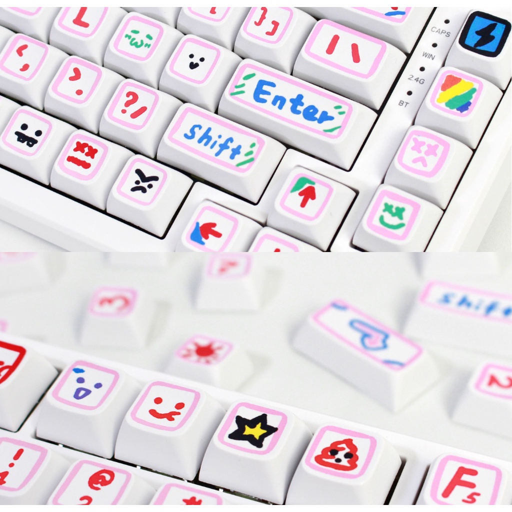 Watercolor Pen Keycaps XDA Profile Vẽ Tay Hoạt Hình PBT Dye Sub Bàn phím cơ Keycap