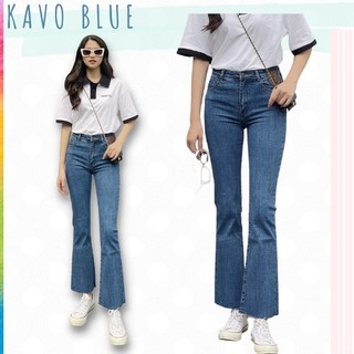 Quần Bò Nữ Dáng Loe KAVO BLUE Co Giãn 4 Chiều Chất Dày Dặn T83