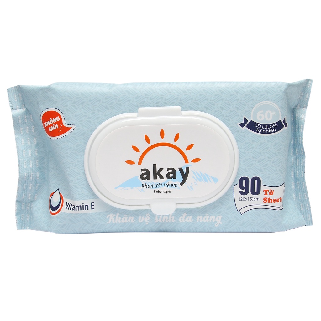 Giấy Ướt Đa Năng / Khăn Ướt AKAY Xanh 90 Tờ Không Mùi