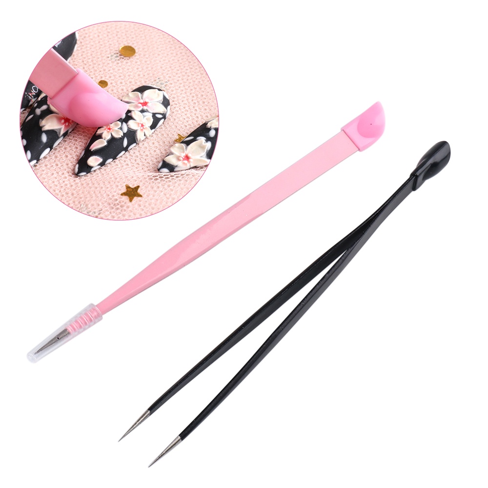 Set 2 Nhíp Silicone Đính Đá 3D Trang Trí Móng Tay Chuyên Dụng