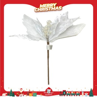 Nhánh hoa trạng nguyên 30cm màu trắng trang trí giáng sinh uncle bills xd1984