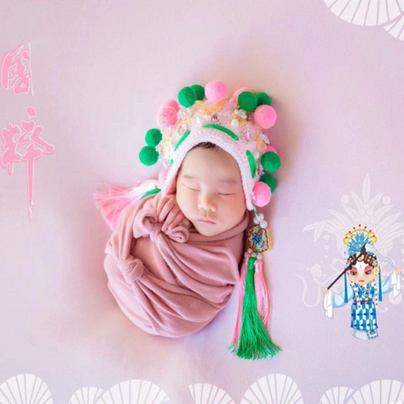 Mũ Len Quấn Em Bé Sơ Sinh Chụp Ảnh Toàn Diện Phong Cách Trung Hoa Chất Lượng Cao