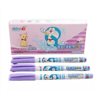 Hộp 10 cây bút dạ kim doreamon rửa sạch được tp-fl12/do mực tím thiên long