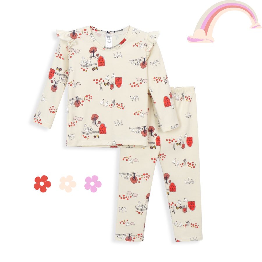 Đồ bộ dài tay bé gái mặc ngủ điều hòa thun cotton in hình elsa minnie unicorn, dễ thương Áo Lá Homewear NNB001