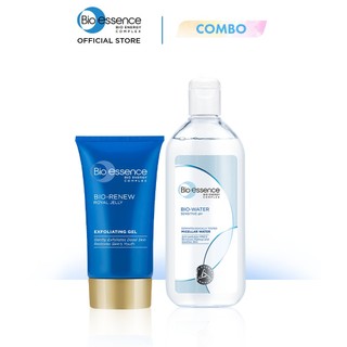 Bộ sản phẩm làm sạch da Bio-Essence (Tẩy tế bào chết 60g + Nước tẩy trang 100ml)
