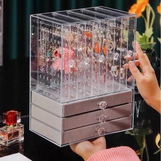 Hộp treo khuyên tai 5 cánh + 3 ngăn kéo đựng trang sức