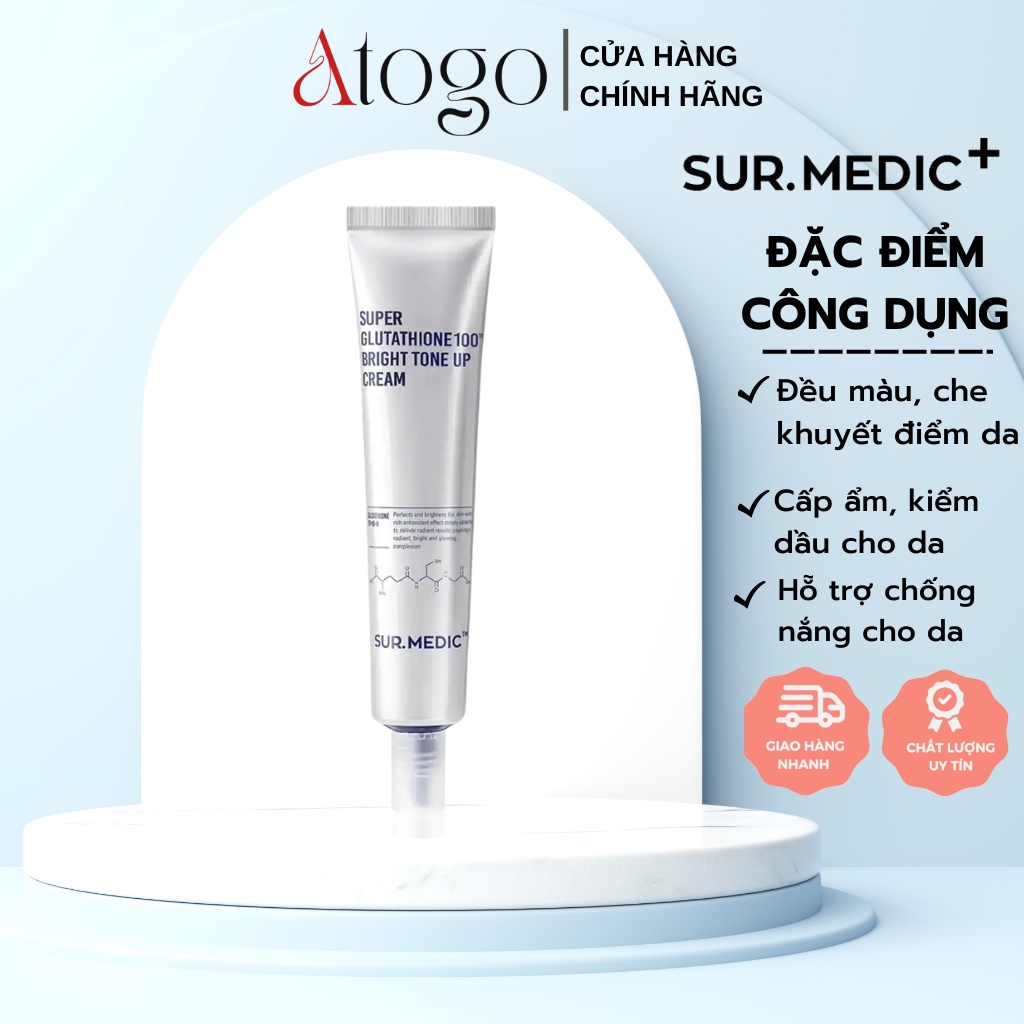 Kem Dưỡng Nâng Tông Trắng Da SURMEDIC Super Glutathione 100 Bright Tone Up Cream 40ml