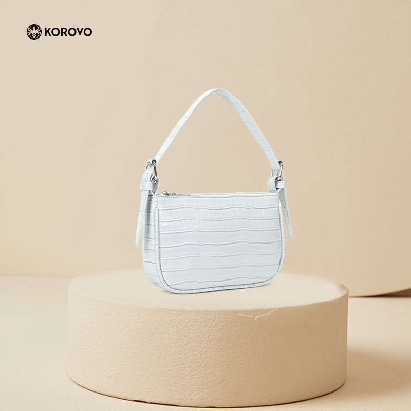 Túi xách đeo vai JASMIN NOIR vân da cá sấu phối dây xích thời trang dành cho nữ