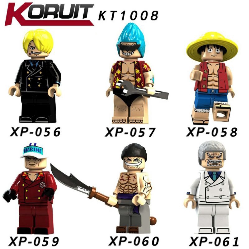 Mô hình Minifigures nhân vật trong ONE PIECE - KT1008 - LUFFY - FRANKY - SANJI - GARP - AKAINU - RÂU