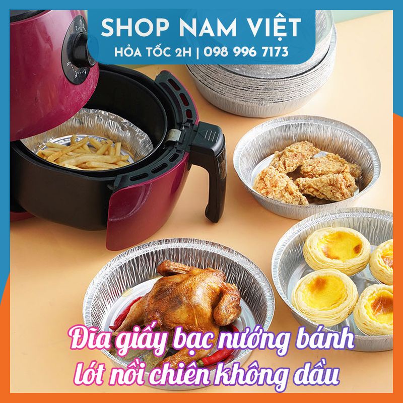 Đĩa Giấy Bạc Lót Nồi Chiên Không Dầu, Khay Bạc Nướng Thực Phẩm Vuông/Tròn