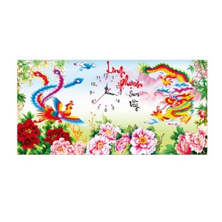 TRANH ĐÍNH ĐÁ - Tranh thêu chữ thập đồng hồ Long Phụng Sum Vầy 3D LV3139 AL77530 _tự làm