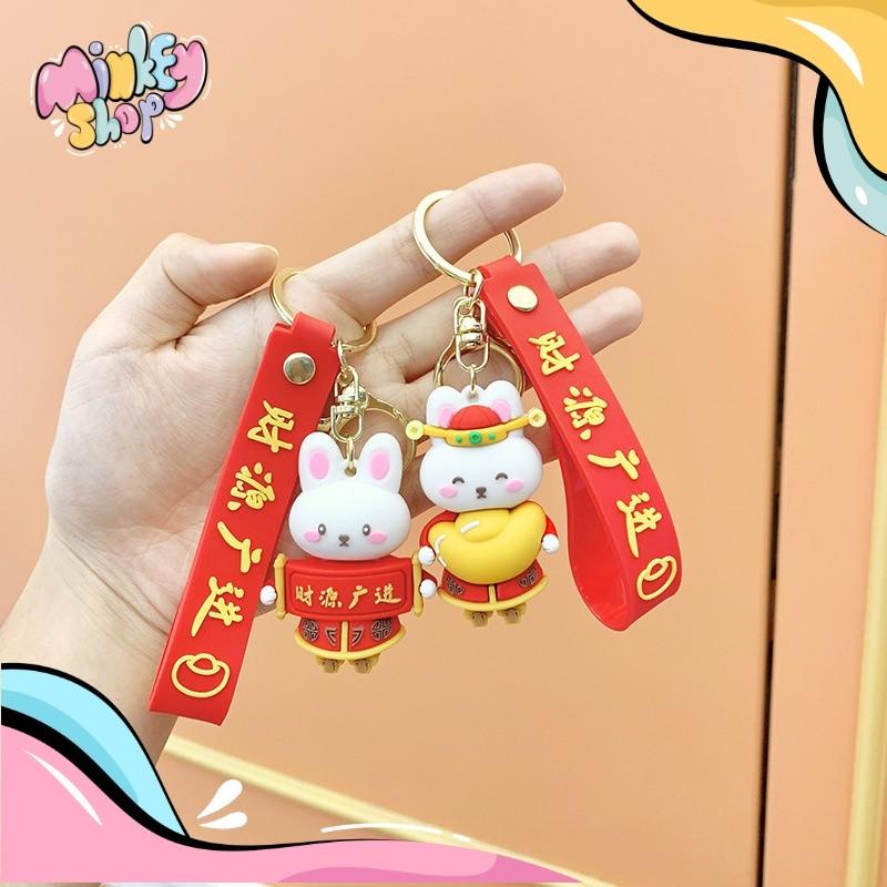 Móc Khoá Thỏ Tài Lộc May Mắn 2023 Quà Tặng Tết Ý Nghĩa Phụ Kiện Túi Xách Balo Oto Cặp Xách Dễ Thương 02MKT-Minkey