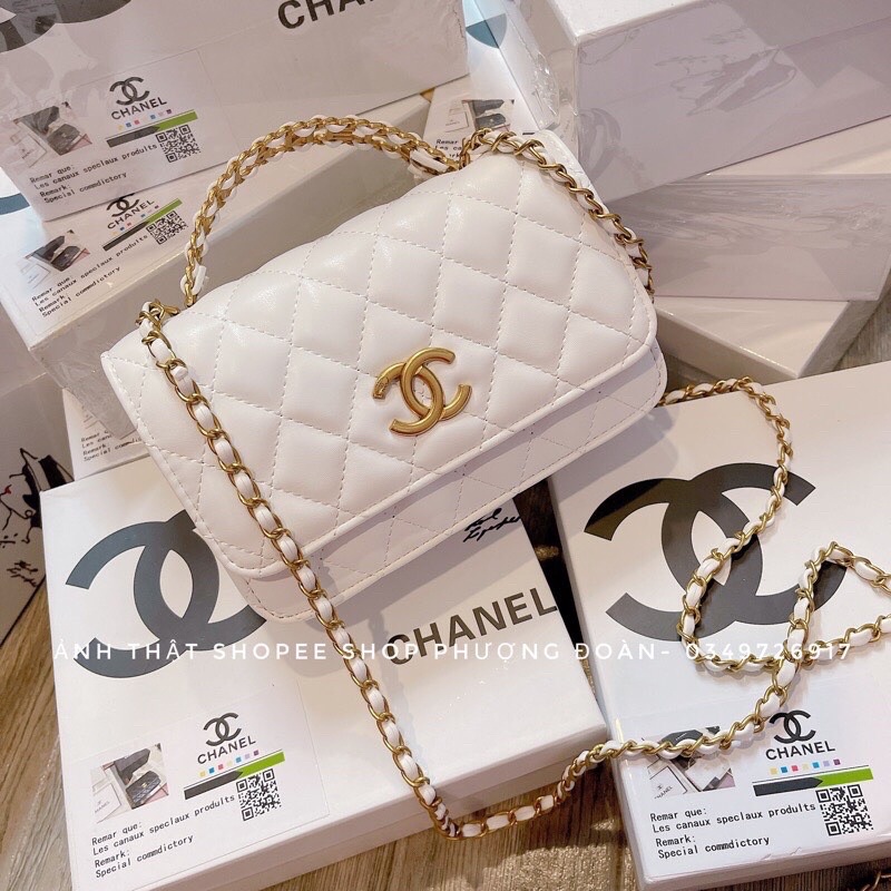 TÚI SÁCH ĐEO CHÉO ĐEO VAI , TÚI TRẦN Ô DA MÀU ĐEN TRẮNG HỒNG QUAI XÁCH CẦM TAY KIM LOẠI FULL BOX THỜI TRANG DM SHOP