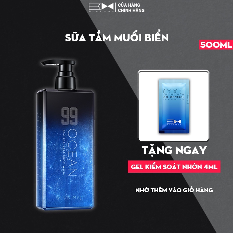 Sữa Tắm Nam Muối Biển Blueman | Làm Sạch Da, Giảm Mụn Lưng, Hương Nước Hoa Cao Cấp ZL134 -500g