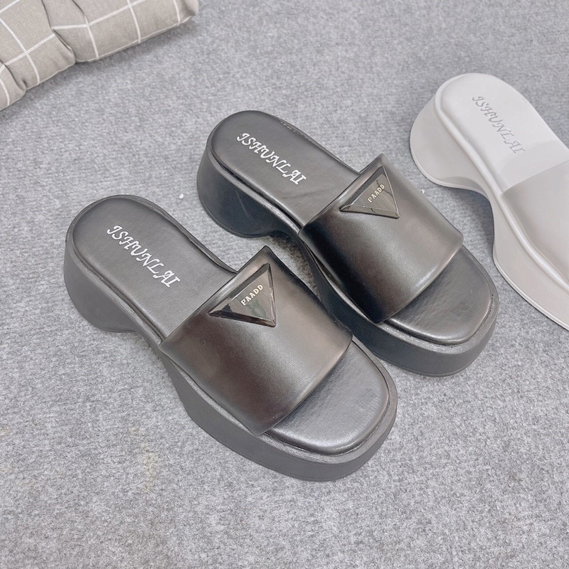 Dép nữ quai ngang, sandal tăng chiều cao, hách dáng chất da PU Luxxy Shoes LX43