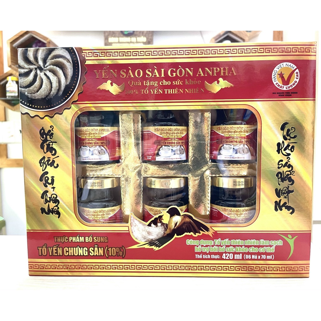 Nước Yến sào cao cấp Sài Gòn Anpha - lốc 6 hũ