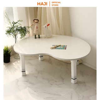 Bàn trà hình hạt đậu gấp gọn HAJI, bàn sofa ngồi bệt hiện đại chân trụ chắc chắn GAA04