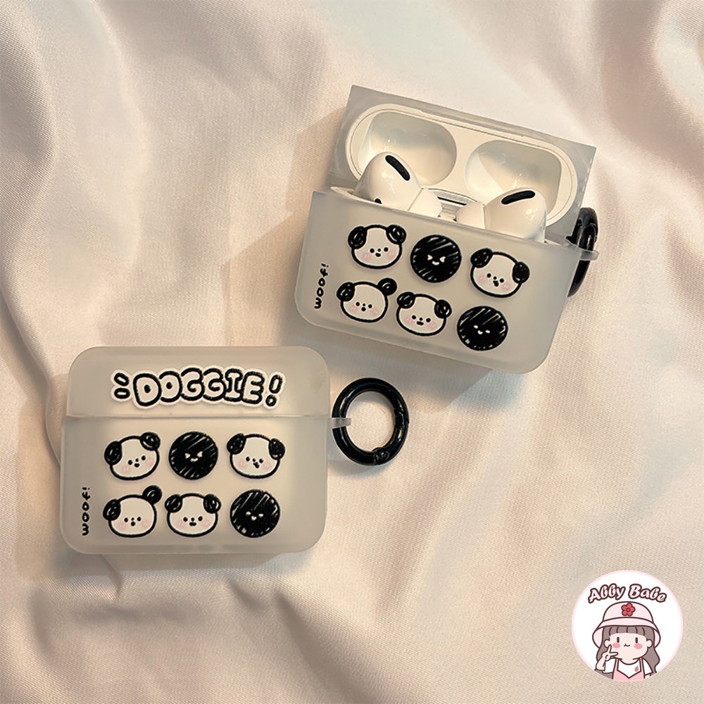 Vỏ Bảo Vệ Hộp Sạc Tai nghe không dây Airpods 1 / 2 / pro Bằng TPU Mềm Trong Suốt Hình Chú Cún Phối Màu Trắng Đen Dễ Thương