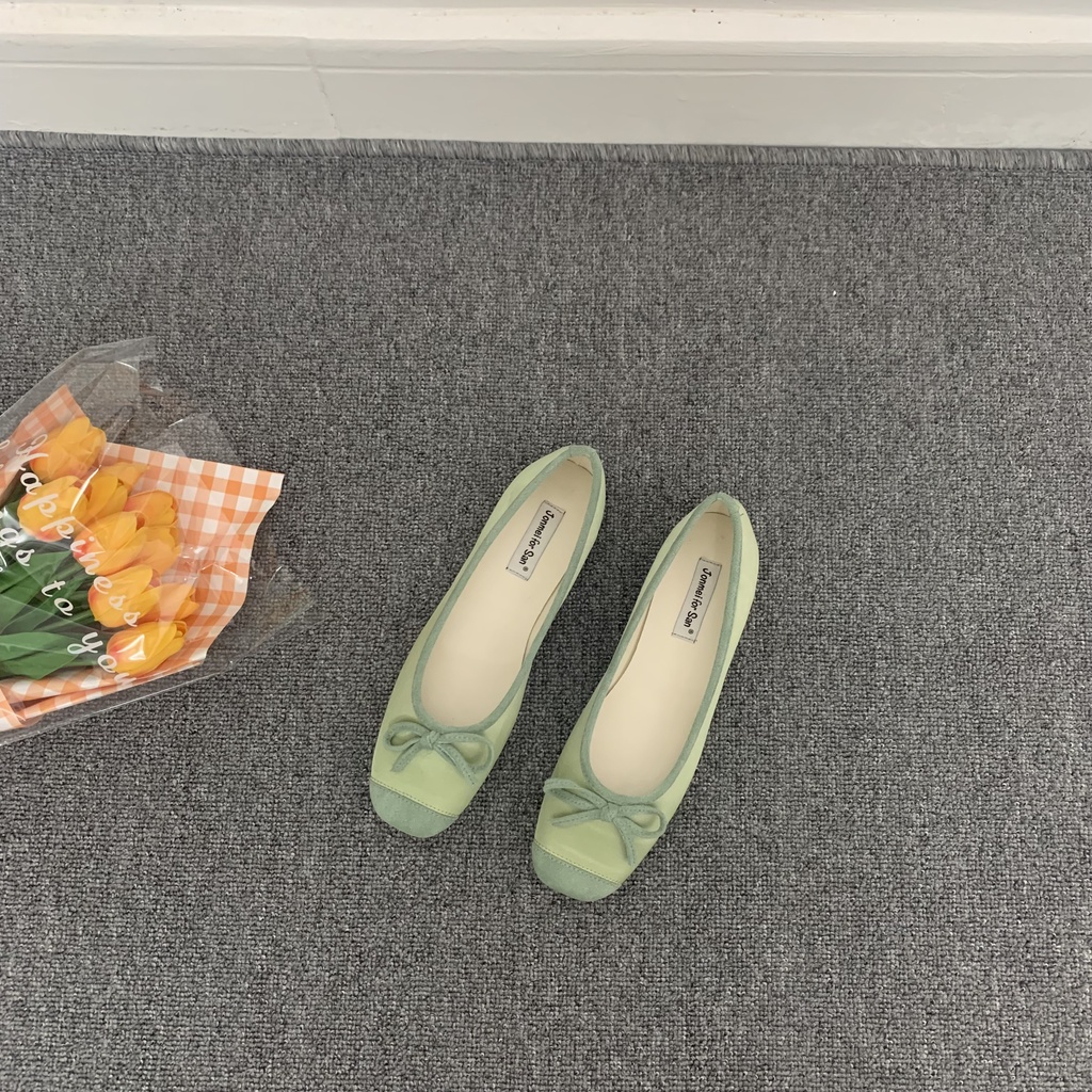 Giày Búp Bê Đế Bằng Màu Đen Dễ Phối Đồ Thời Trang Xuân Thu 2022