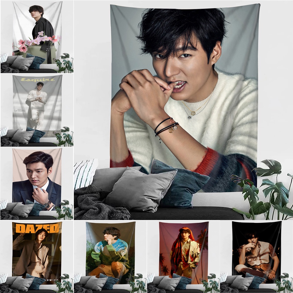 Thảm Polyester Treo Tường Trang Trí Phòng Ngủ In Hình Lee Min Ho Có Kẹp Phong Cách Hàn Quốc