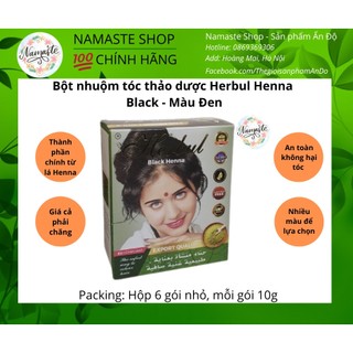Bột nhuộm tóc thảo dược Herbul Black Henna - Màu Đen Thường