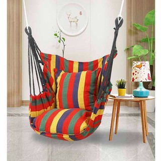 Ghế võng canvas dạng xoay treo xích đu có thể gấp gọn, decor phòng - sân vườn
