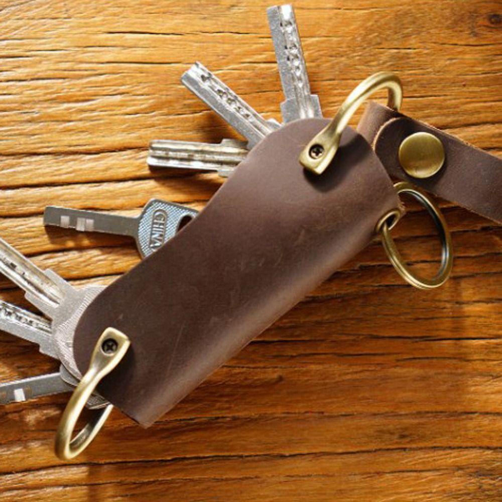 Túi Da Bò Đựng Chìa Khóa Xe Hơi Đa Năng Phong Cách Vintage Giá Đỡ