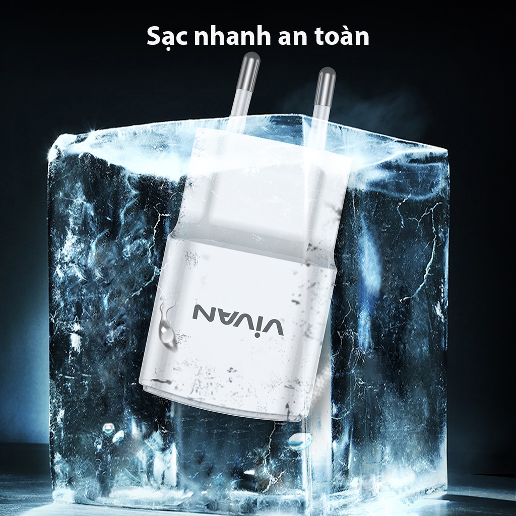 Cốc sạc VIVAN Power Super II 18W 3A (Kèm cáp sạc Type C) chính hãng Sạc Nhanh samsung xiaomi Redmi...bảo hành 12 tháng