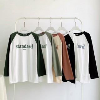 Áo phông lyra dài tay raglan in chữ standard kiểu dáng trẻ trung, hàn quốc - vsyap0360