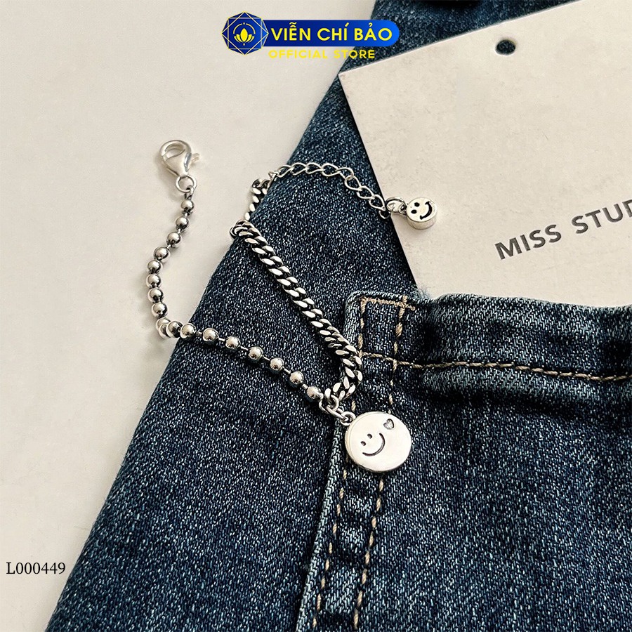 Lắc tay bạc nữ mặt cười xích bi chất liệu bạc 925 thời trang phụ kiện trang sức Viễn Chí Bảo L000449