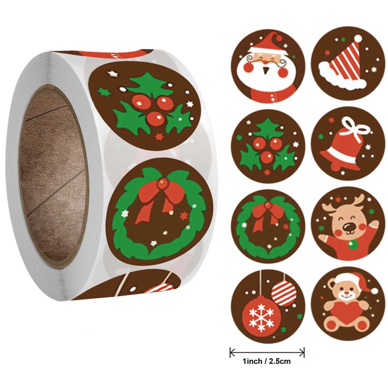 Cuộn 500 Miếng Dán Hình Tròn 2.5CM In Chữ Thank You Độc Đáo Trang Trí Quà Tặng Giáng Sinh