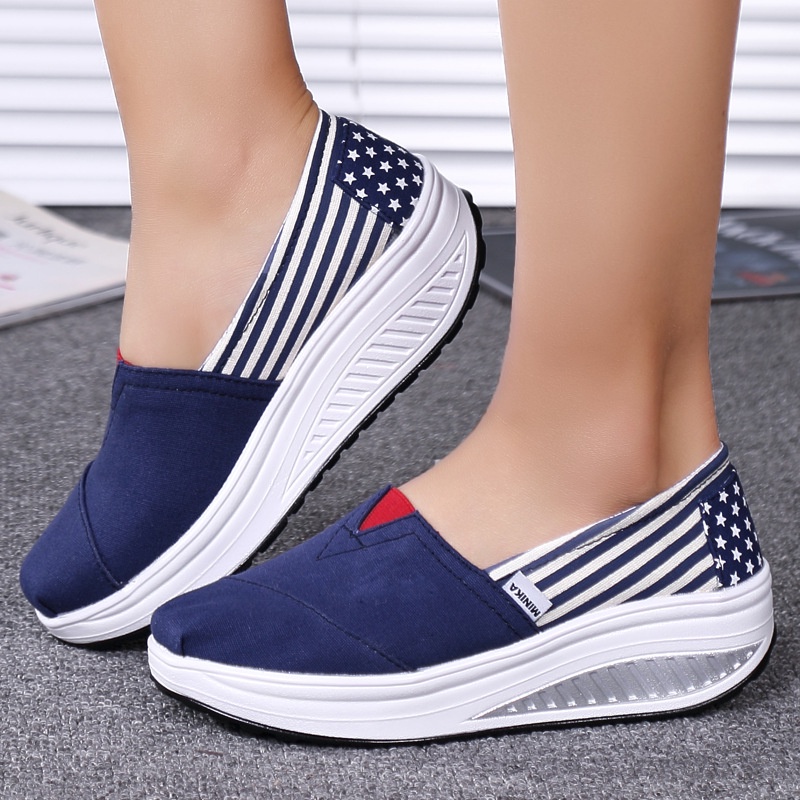 Giày Lười Vải Canvas Giữ Ấm Thời Trang Xuân Thu Cho Nữ