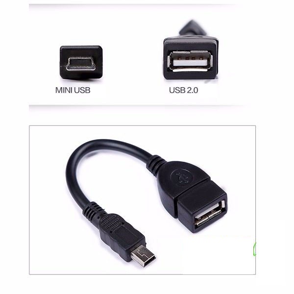 Cáp OTG Đầu hình thang Mini USB to USB dùng để kết nối với chuột,bàn phím,tay game...