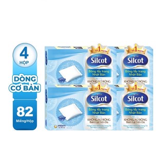 Combo 4 hộp bông tẩy trang Silcot Unicharm (82 miếng/hộp)